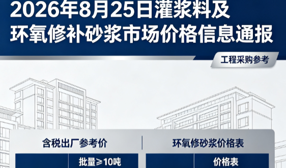 北大镇2026年8月25日灌浆料及环氧修补砂浆市场价格信息通报